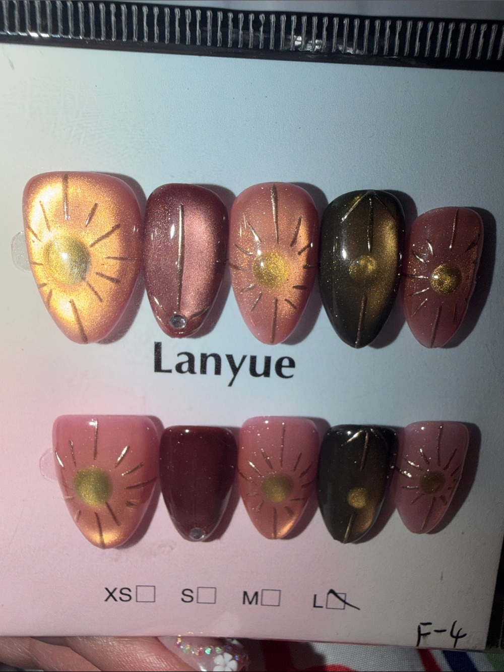 Sunburst Pink & Gold Press-On Nail Set